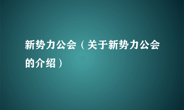 新势力公会（关于新势力公会的介绍）