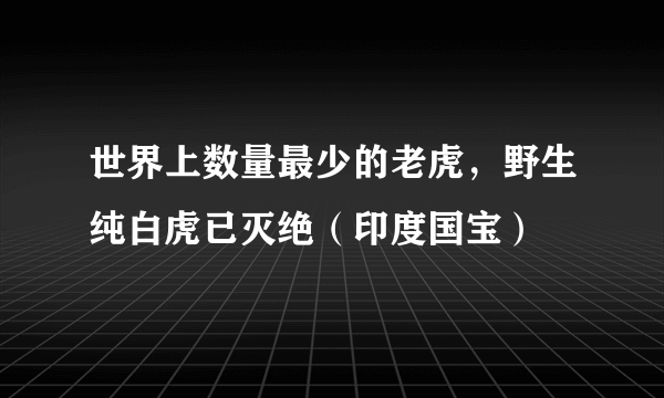 世界上数量最少的老虎，野生纯白虎已灭绝（印度国宝）