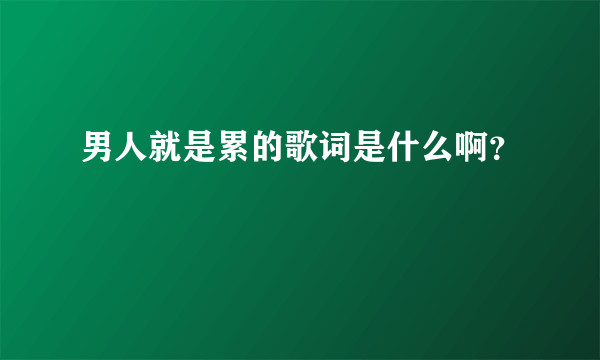 男人就是累的歌词是什么啊？