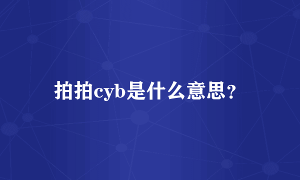 拍拍cyb是什么意思？