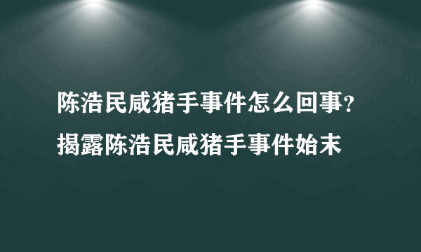 陈浩民咸猪手事件怎么回事？揭露陈浩民咸猪手事件始末