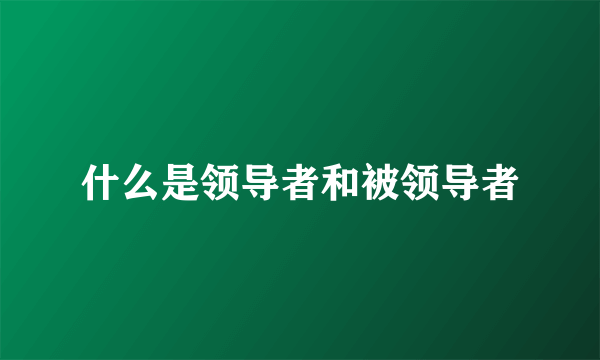 什么是领导者和被领导者