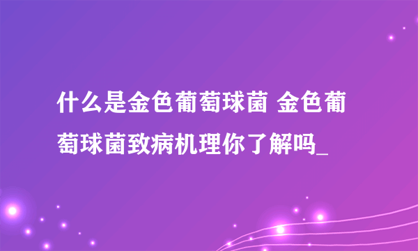 什么是金色葡萄球菌 金色葡萄球菌致病机理你了解吗_