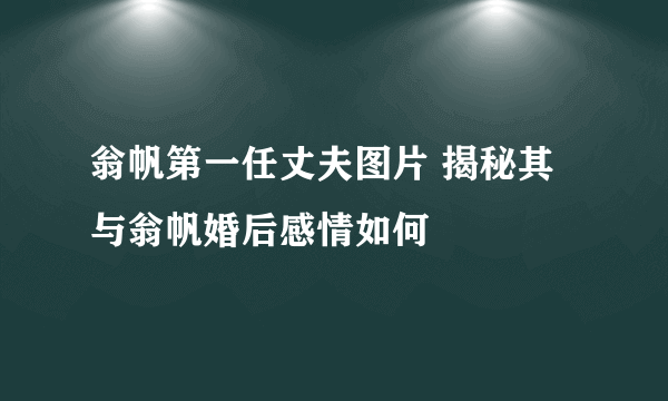 翁帆第一任丈夫图片 揭秘其与翁帆婚后感情如何