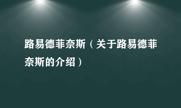 路易德菲奈斯（关于路易德菲奈斯的介绍）