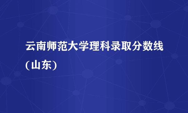 云南师范大学理科录取分数线(山东)