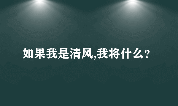 如果我是清风,我将什么？