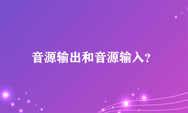 音源输出和音源输入？