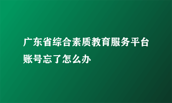 广东省综合素质教育服务平台账号忘了怎么办