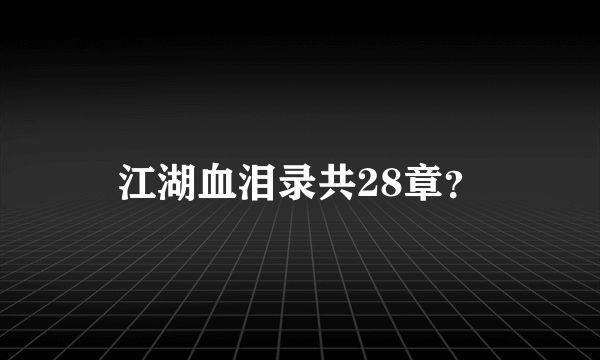 江湖血泪录共28章？