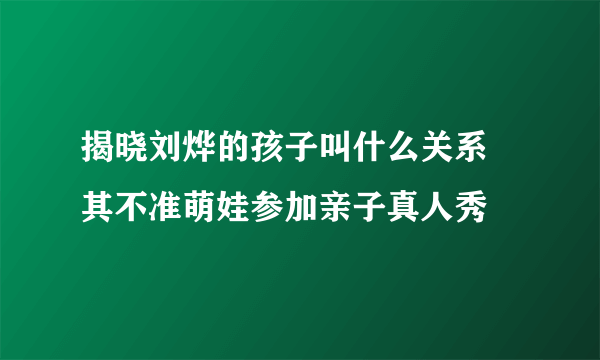 揭晓刘烨的孩子叫什么关系 其不准萌娃参加亲子真人秀