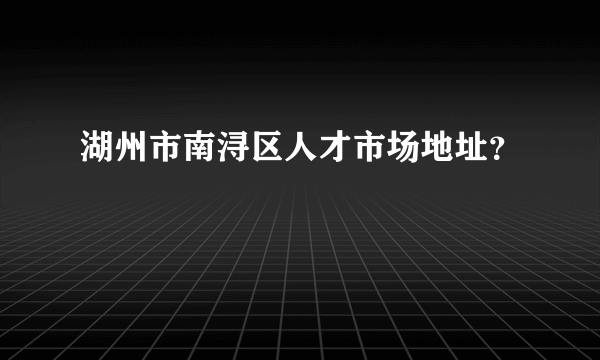 湖州市南浔区人才市场地址？