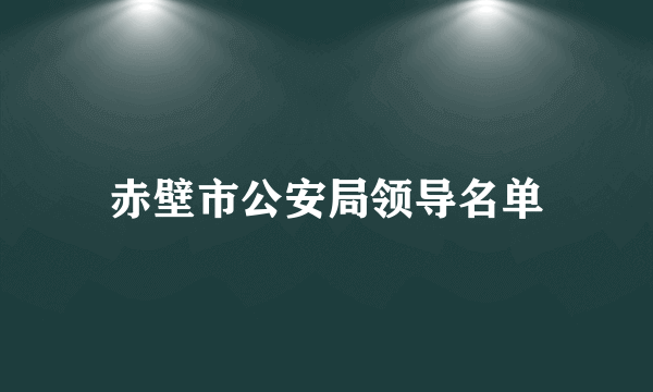 赤壁市公安局领导名单