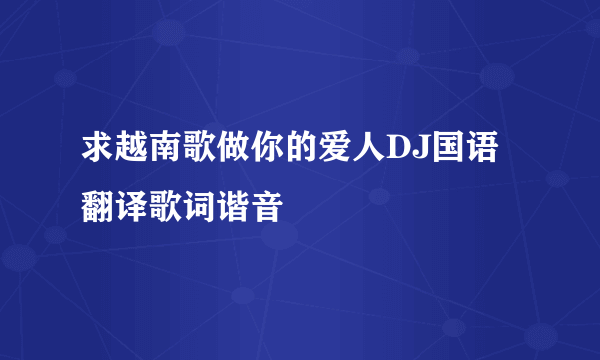 求越南歌做你的爱人DJ国语翻译歌词谐音