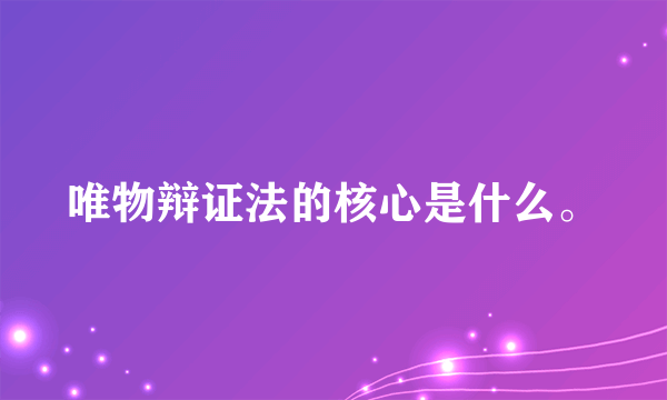 唯物辩证法的核心是什么。