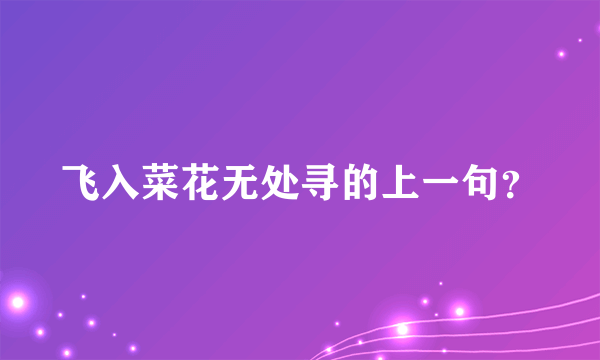 飞入菜花无处寻的上一句？