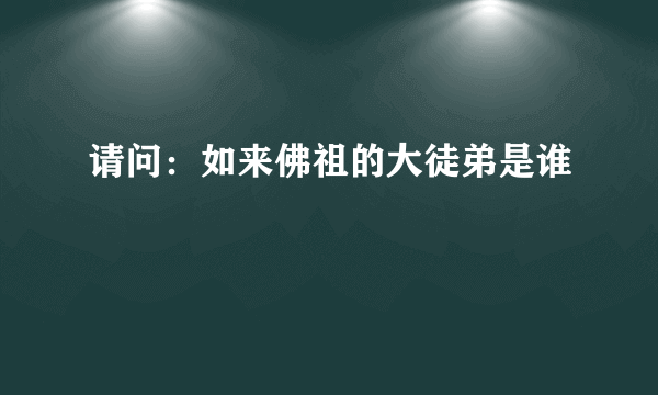 请问：如来佛祖的大徒弟是谁