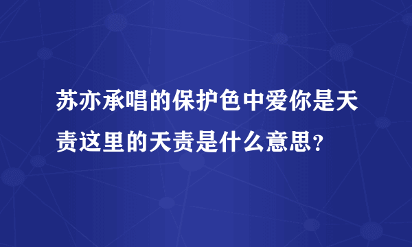 苏亦承唱的保护色中爱你是天责这里的天责是什么意思？