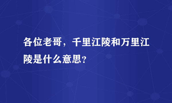 各位老哥，千里江陵和万里江陵是什么意思？