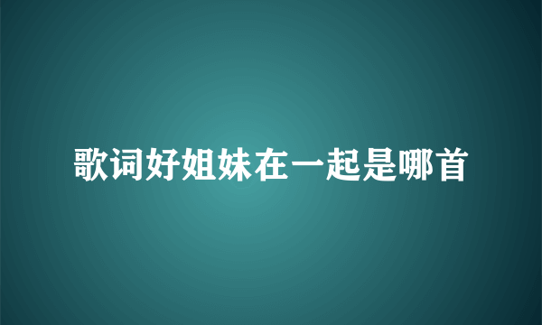 歌词好姐妹在一起是哪首