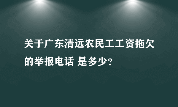 关于广东清远农民工工资拖欠的举报电话 是多少？