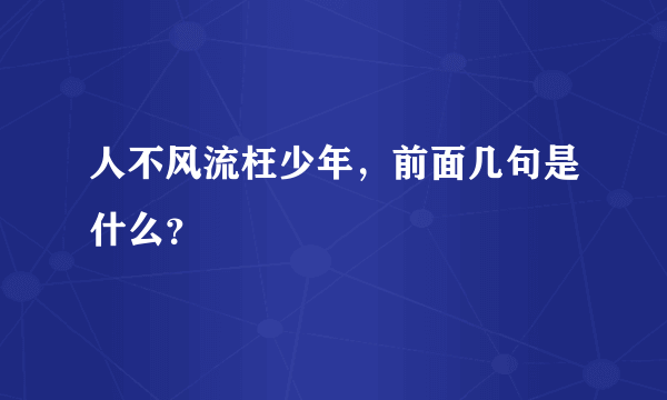 人不风流枉少年，前面几句是什么？