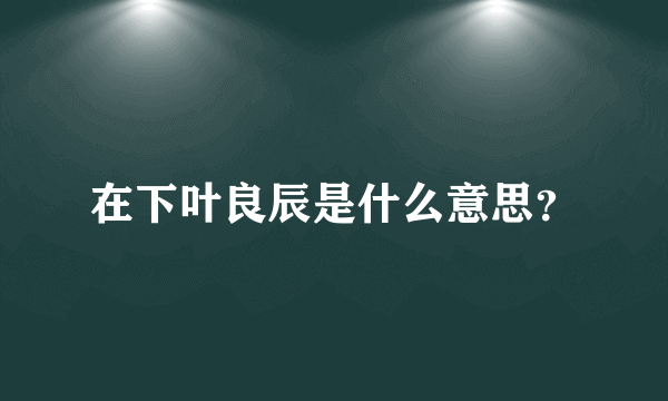 在下叶良辰是什么意思？