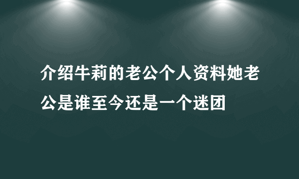 介绍牛莉的老公个人资料她老公是谁至今还是一个迷团