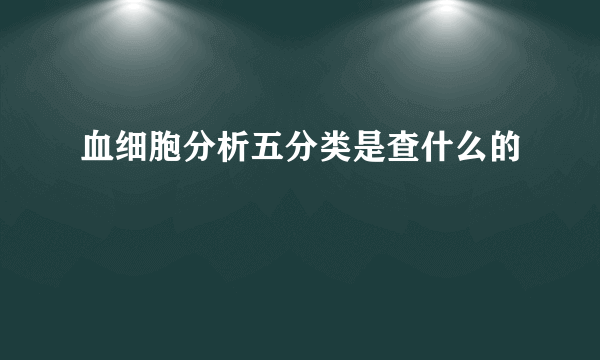 血细胞分析五分类是查什么的