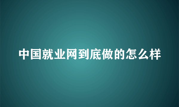 中国就业网到底做的怎么样