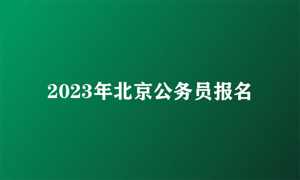 2023年北京公务员报名