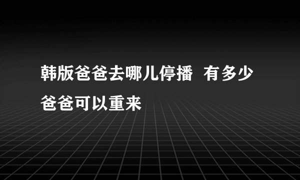 韩版爸爸去哪儿停播  有多少爸爸可以重来