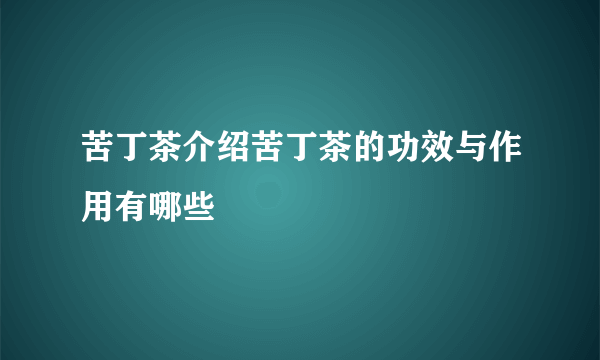 苦丁茶介绍苦丁茶的功效与作用有哪些