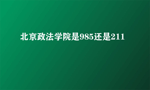 北京政法学院是985还是211