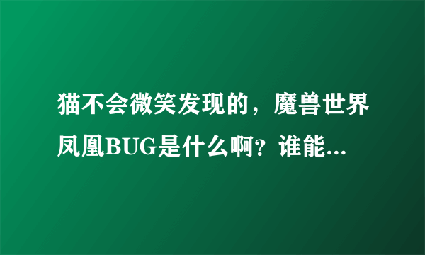 猫不会微笑发现的，魔兽世界凤凰BUG是什么啊？谁能教教我！