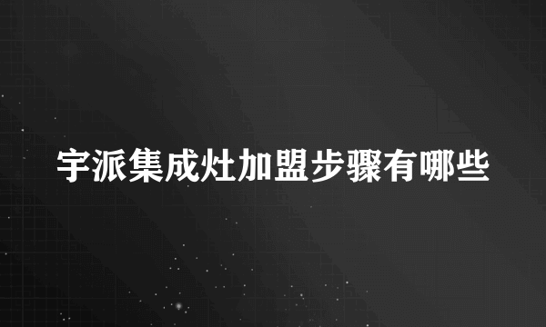 宇派集成灶加盟步骤有哪些