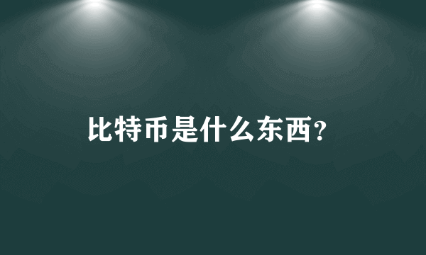 比特币是什么东西？