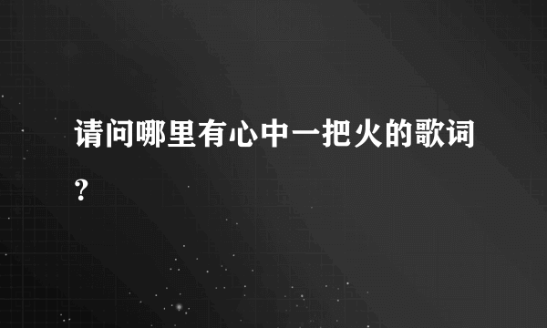 请问哪里有心中一把火的歌词？