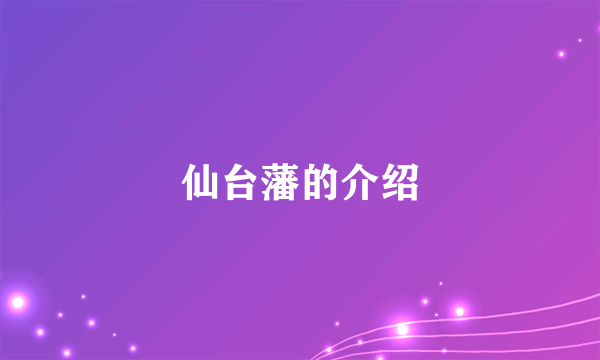 仙台藩的介绍