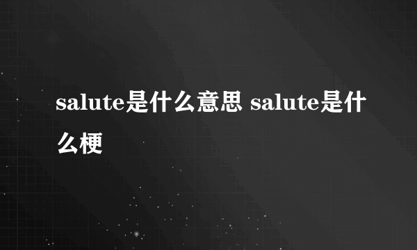 salute是什么意思 salute是什么梗