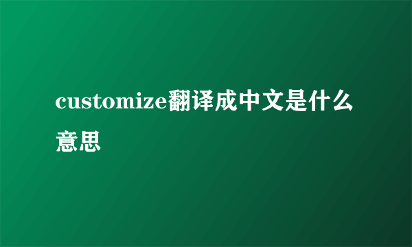 customize翻译成中文是什么意思