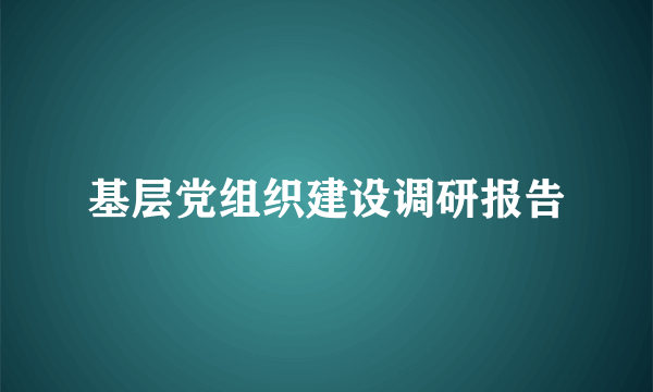 基层党组织建设调研报告