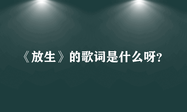 《放生》的歌词是什么呀？