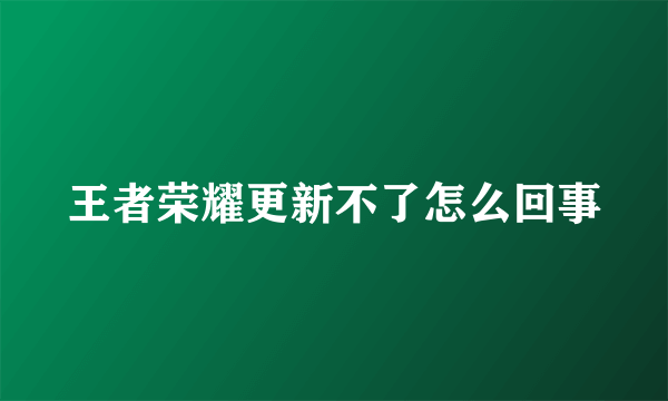 王者荣耀更新不了怎么回事