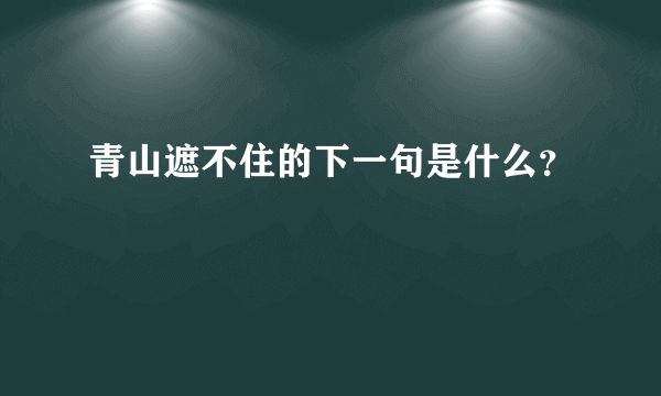 青山遮不住的下一句是什么？