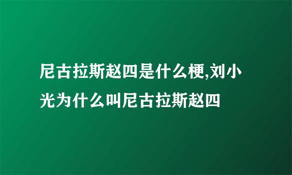 尼古拉斯赵四是什么梗,刘小光为什么叫尼古拉斯赵四