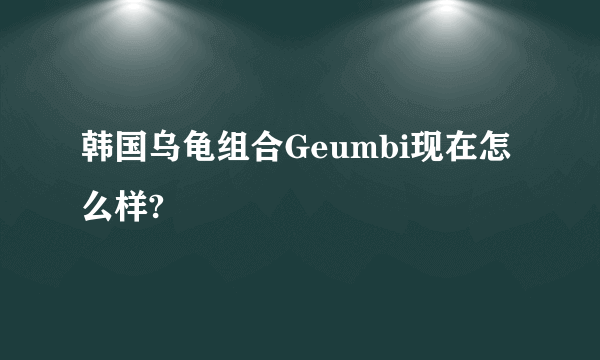 韩国乌龟组合Geumbi现在怎么样?