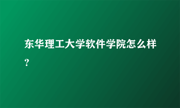 东华理工大学软件学院怎么样？