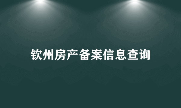 钦州房产备案信息查询