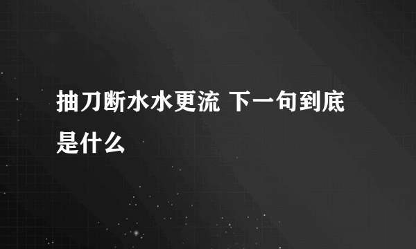 抽刀断水水更流 下一句到底是什么